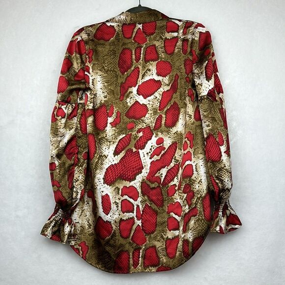 PATRIZIA LUCA Snake Print Long Sleeve Blouse In Red Sz XS - Picture 8 of 9